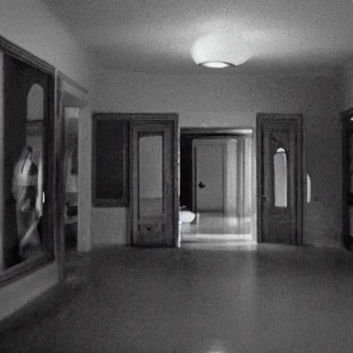 Prompt: footage from the film paranormal activity interior