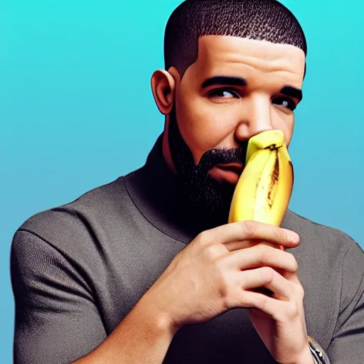 Image similar to drake holding a banana to his ear as if it was a phone