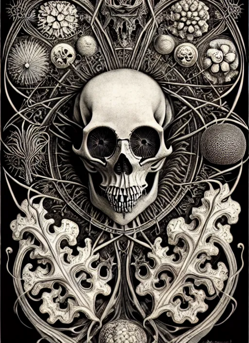 Image similar to art forms of nature by ernst haeckel, memento mori by arthur rackham, ornate antique porcelain beautiful skull mask, ultrasharp, photorealistic, hyperdetailed, octane render, polished, art nouveau, neo - gothic, gothic, intricate ornamental organic filigree, art nouveau botanicals, art forms of nature by ernst haeckel, horizontal symmetry, symbolist, visionary