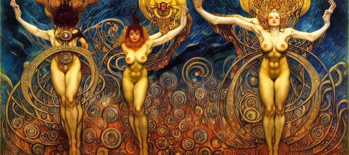 Image similar to Divine Chaos Engine by Karol Bak, Jean Delville, William Blake, Gustav Klimt, and Vincent Van Gogh, symbolist, visionary