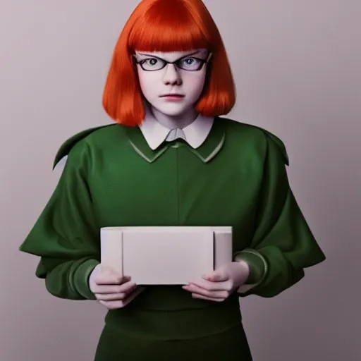 Image similar to elle fanning as a slytherin student in the style of the video stranger things, paprika, white on silver on green