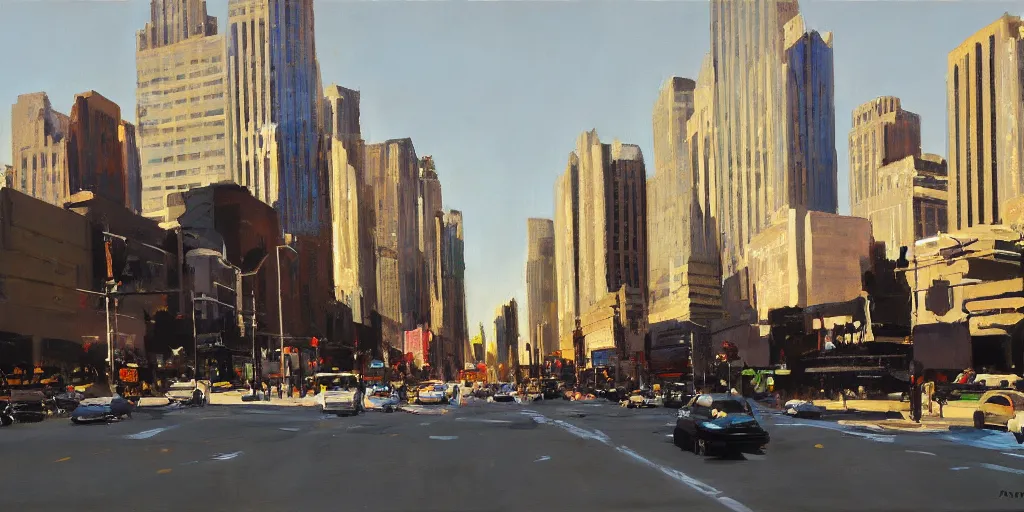 Image similar to city morning ben aronson matte painting