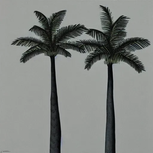 Image similar to vaporwave palm trees, Gertrude Abercrombie, highly detailed, masterpiece, trending on ArtStation, ultra realistic