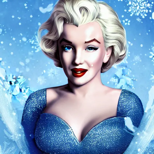 Prompt: marilyn monroe as elsa in live action disney frozen, 8k resolution, full HD, cinematic lighting, award winning, anatomically correct