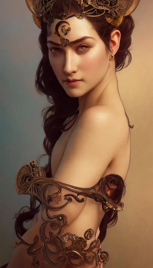 Image similar to masked, perfectly-centered-Portrait of the most beautiful woman on the planet , intricate, highly detailed, digital painting, artstation, concept art, smooth, sharp focus, illustration, Unreal Engine 5, 8K, art by artgerm and greg rutkowski and alphonse mucha