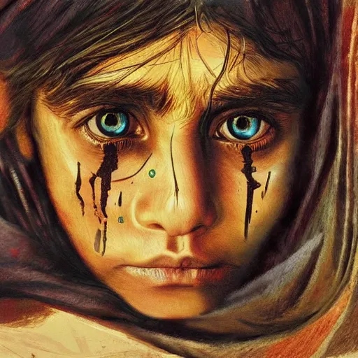 Prompt: the eyes of sharbat gula, artstation, by picasso