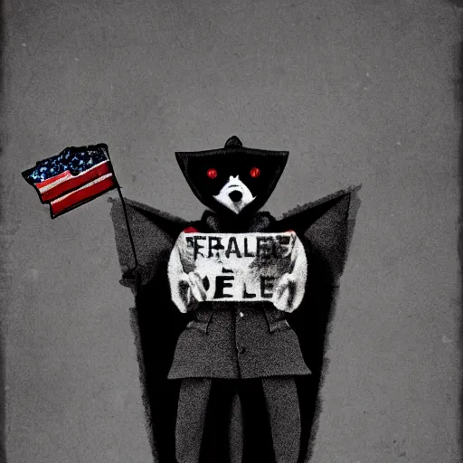 Image similar to fox animal dressed as a soldier in the style of a patriotic propaganda poster