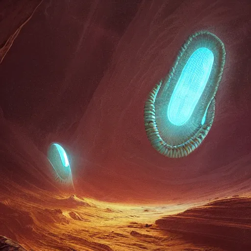 Image similar to luminous alien space worms in cocoon floating in space, creepy atmosphere, nature, organic, alien, cosmic horror, scifi, highly detailed, digital painting, artstation, intricate, realistic, cinematic lighting, concept art, futuristic 3 d, 8 k render, octane render, futuristic, cgsociety, by greg rutkowski