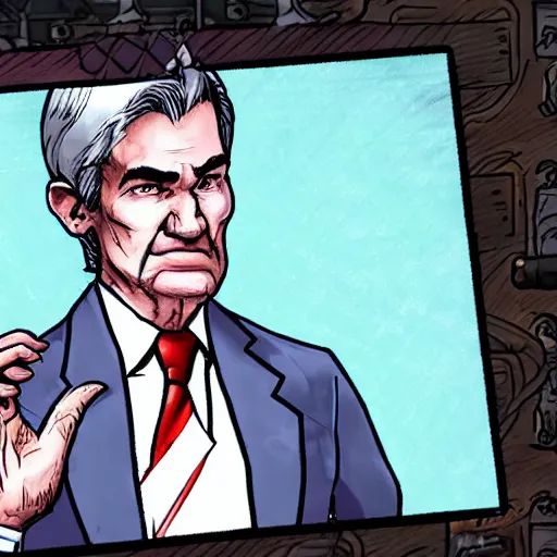 Prompt: Screenshot of Jerome Powell as a character in Dead By Daylight