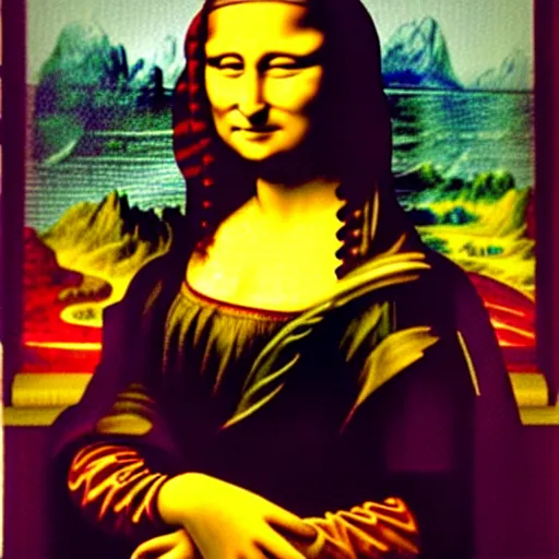 Prompt: mona lisa made in minecraft