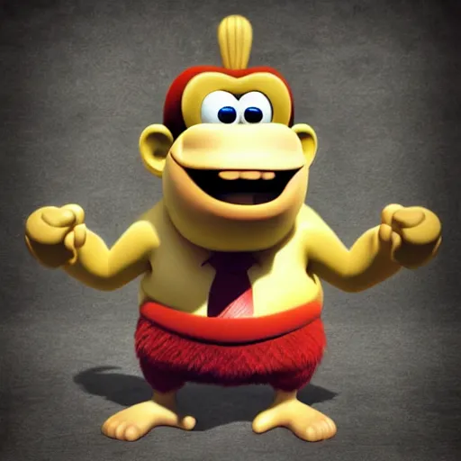 Image similar to donkey kong spongebob, photorealistic