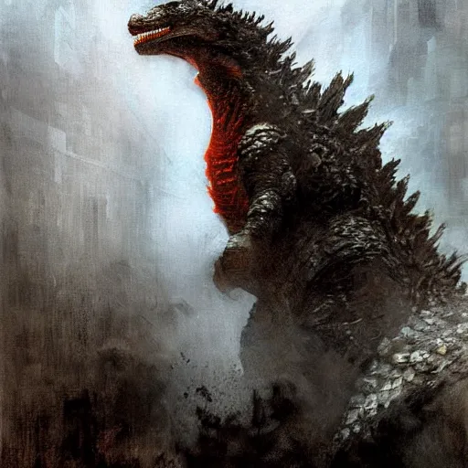 Prompt: heisei era godzilla painted by jeremy mann