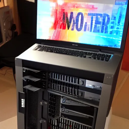 Prompt: an absolutely jacked computer