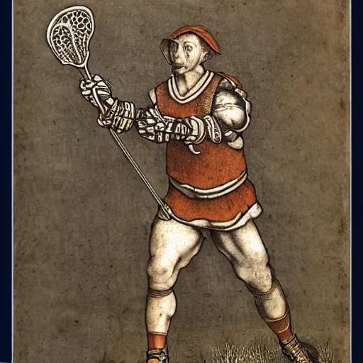 Image similar to lacrosse player, highly detailed, 8k, intricate, Albrecht Durer style H 1920