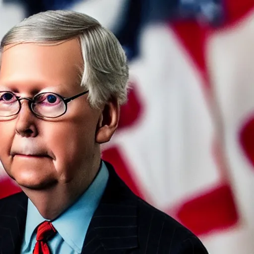 Prompt: photograph of the sinister mitch mcconnel