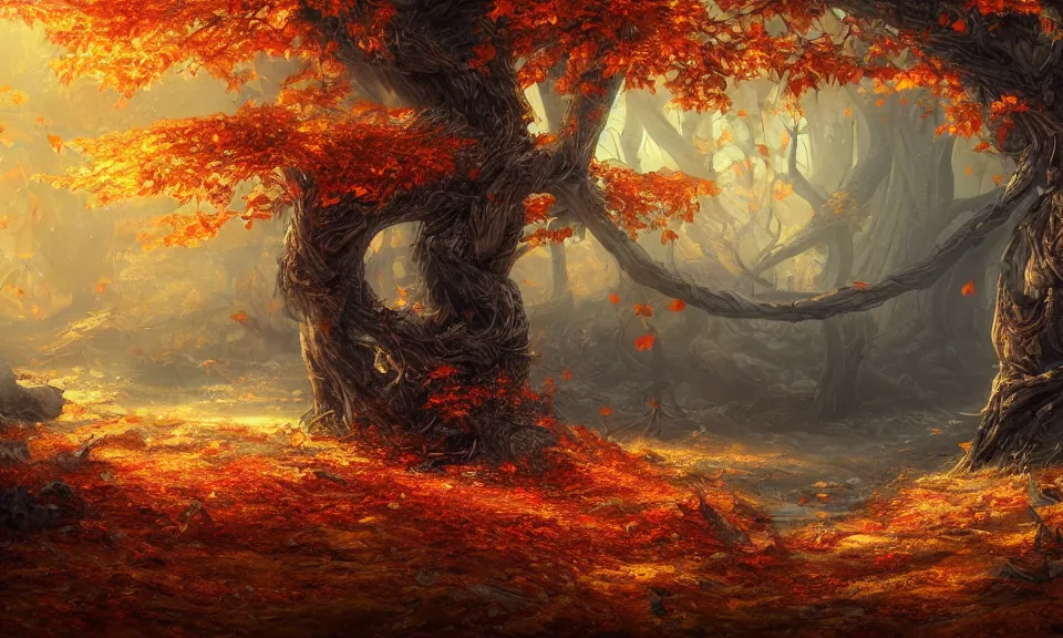 Image similar to autumn, digital art, concept art, fantasy art, highly detailed, hd wallpaper, artstation, deviantart, behance