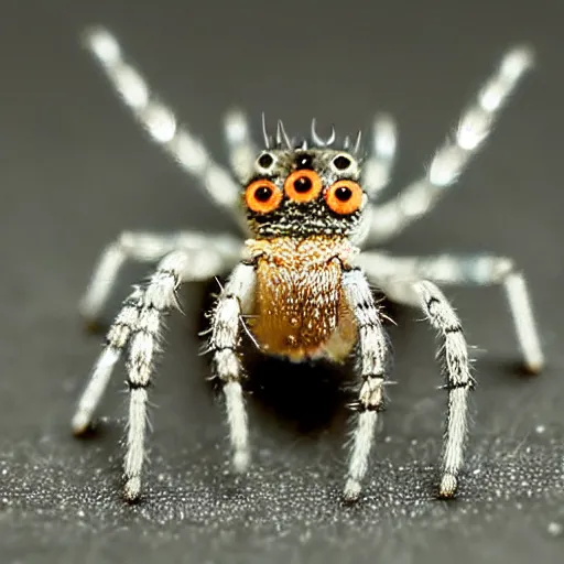 Image similar to a micro photo of spider with tiny crystal glow all over his legs, amazing lighting, hyper realistic
