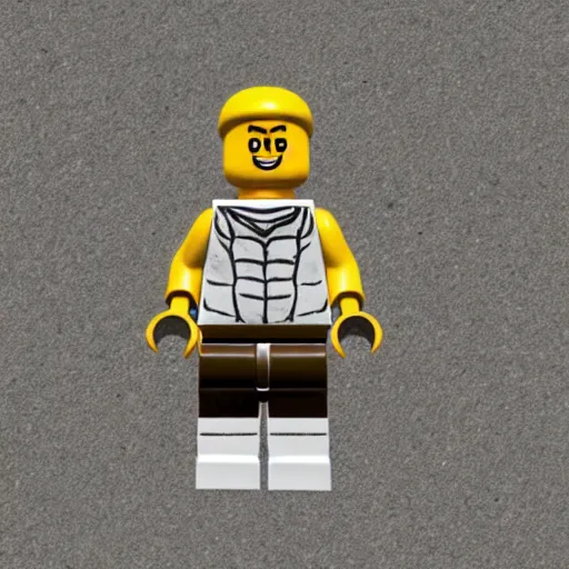 Prompt: a fossilized lego character