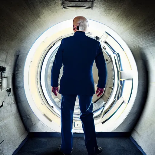 Prompt: Professional portrait of Joe Biden wearing T-45d power armor in a underground futuristic bunker, 8k, cinematic, dslr,