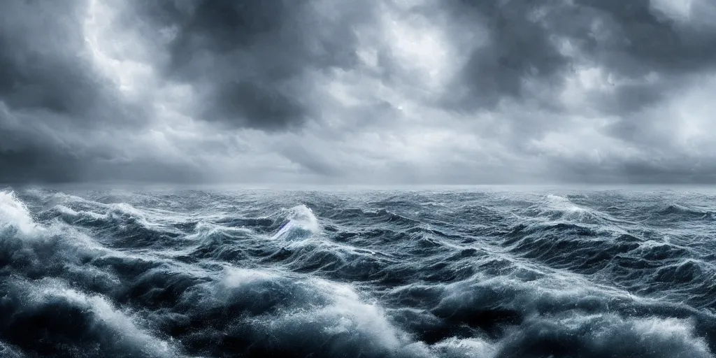 Image similar to detailed sea, layers, very detailed super storm, hyper realistic, impressive, very atmospheric, smoke boiling, cinematic, deep, very high complexity, stunning, masterpiece, weather photography, very detailed. 4 k