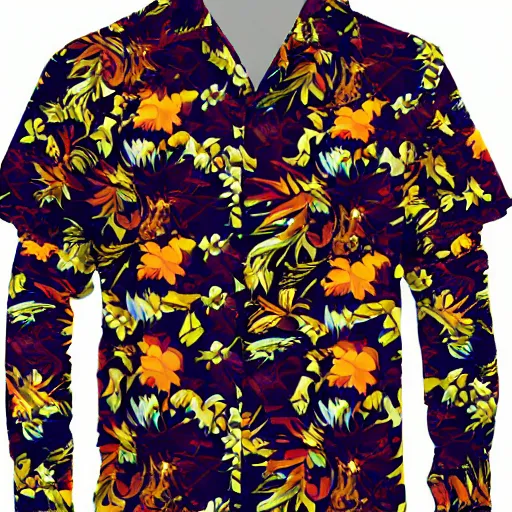 Image similar to hawaiian shirt design, product photography