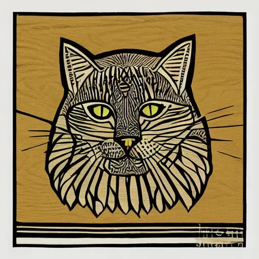 Image similar to cat woodcut print by Samuel Jessurun de Mesquita