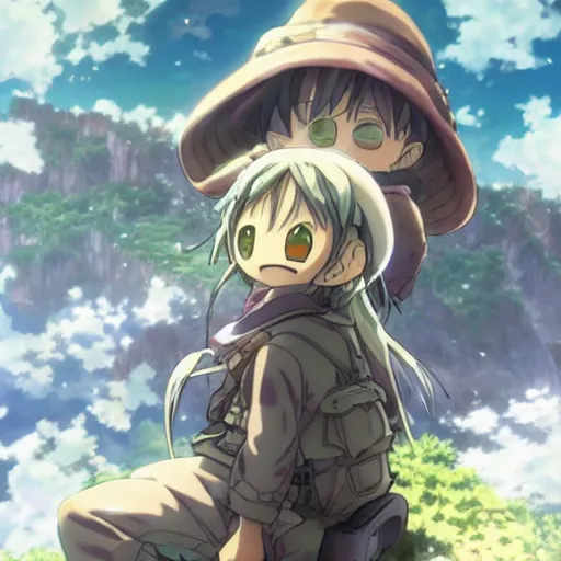 Image similar to Made In Abyss anime cover art, 4K, Illustration by Akihito Tsukushi, Anime Key Visual, Anime Production by Kinema Citrus