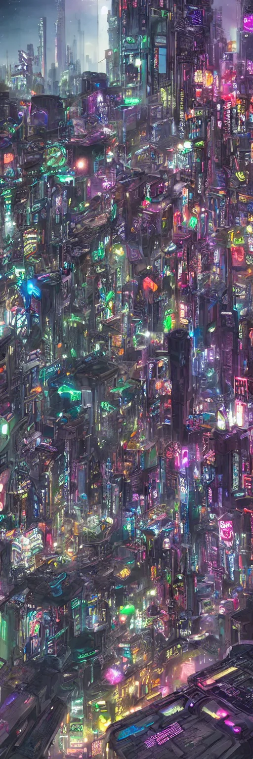 Prompt: a big realistic detailed colorful photorealistic cyberpunk city,