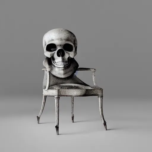 a chair in a shape of a skull realistic interior Stable Diffusion