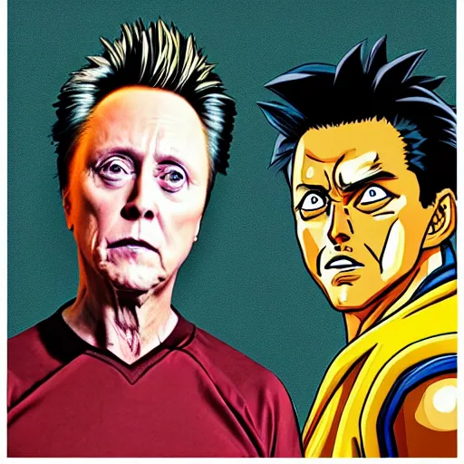 Prompt: portrait, super saiyan with christopher walken ’ s face