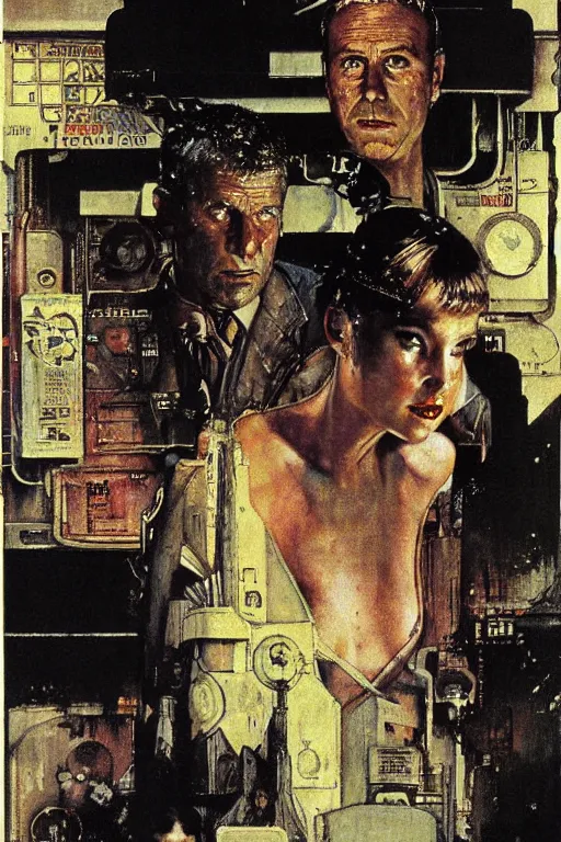 Prompt: blade runner painted by Norman Rockwell