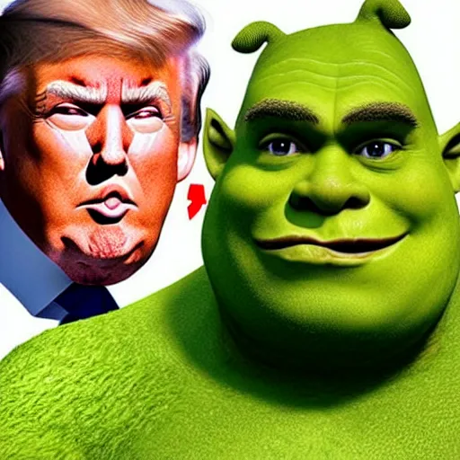 Image similar to trump with a shrek face