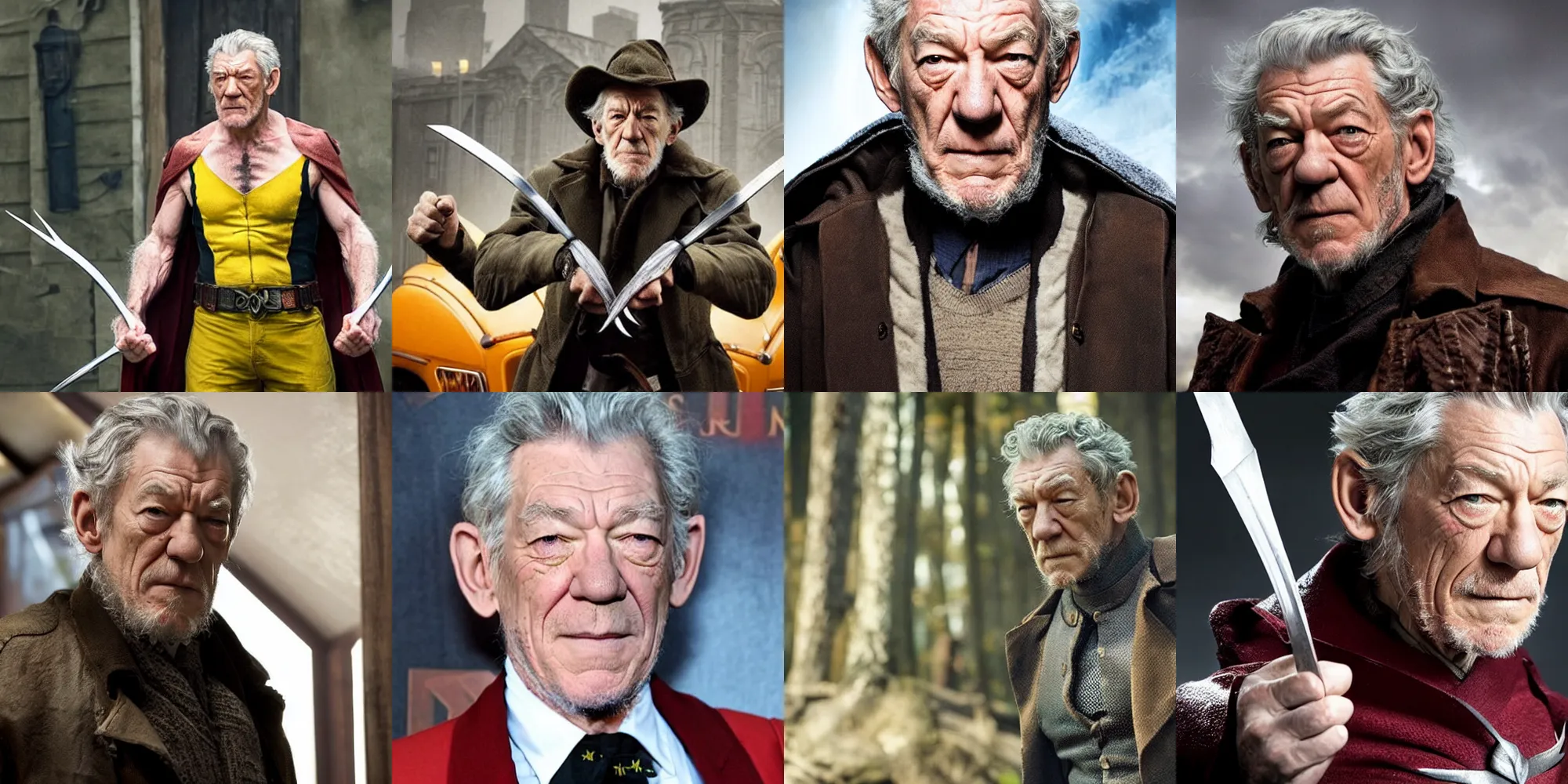 Prompt: ian mckellen as wolverine movie still