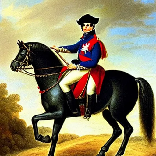 Image similar to painting of napoleon bonaparte on his horse by bob ross