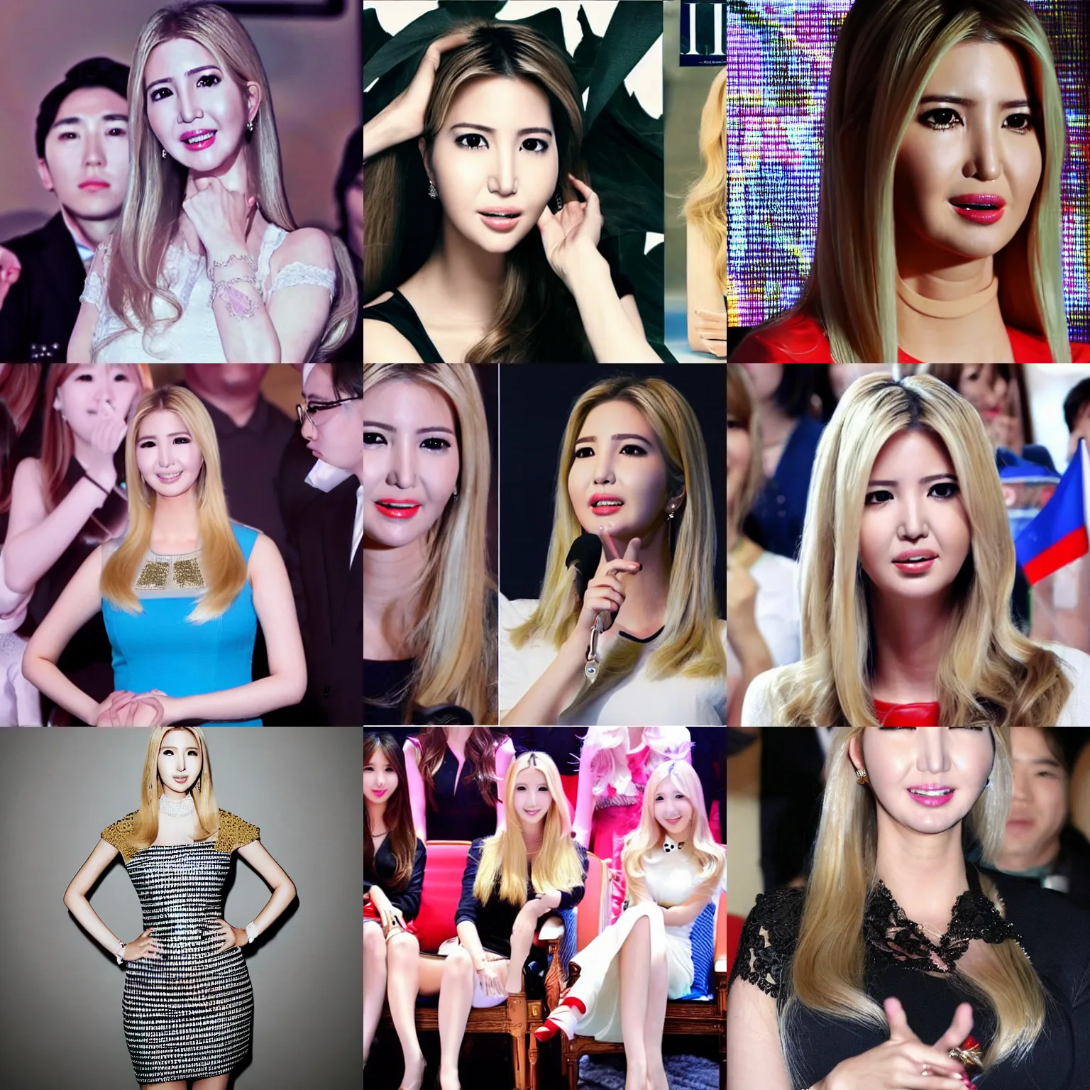 Prompt: portrait photo of ivanka trump, korean kpop star, in girls generation