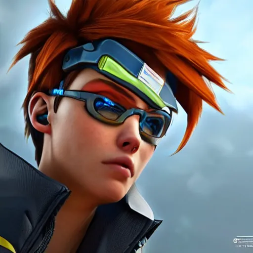 Image similar to stunning award winning hyperrealistic hdr 8 k highly detailed photo of tracer as a real human