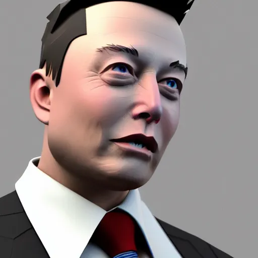 Image similar to elon musk, low - poly 3 d model, rendered in blender, ambient occlusion