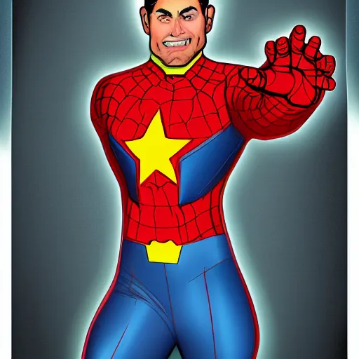 Prompt: Captain Spain, the new marvel hero. Digital art