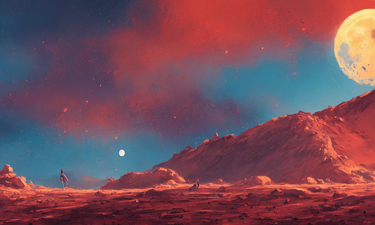 Image similar to mars and moon ground by alena aenami artworks in 4 k