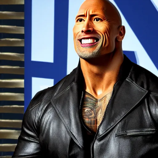 Image similar to Dwayne Rock Johnson in the style of Arcane movie by riot games