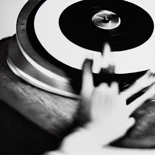 Image similar to satan dj with hand on record spinning