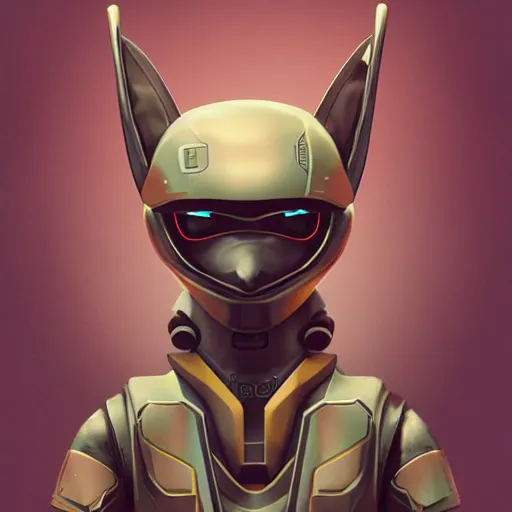 Prompt: anthropomorphic fennec in cybernetic armour, cyberpunk, futuristic, wear and tear, battle hardened, shell shocked eyes, artstation, dirty, ray tracing