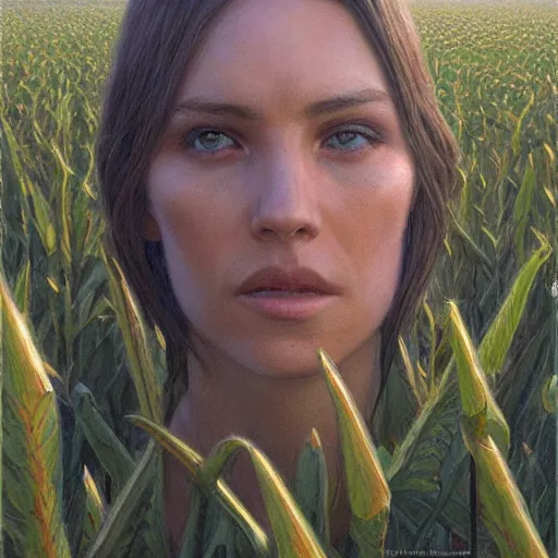 Image similar to tetrapac in a cornfield, art by donato giancola and greg rutkowski, realistic face, digital art, trending on artstation, symmetry!!