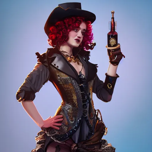 Image similar to julia garner starring as a steampunk burlesque pirate queen, made by stanley artgerm lau, wlop, rossdraws, artstation, cgsociety, concept art, cgsociety, octane render, trending on artstation, artstationhd, artstationhq, unreal engine, 4 k, 8 k