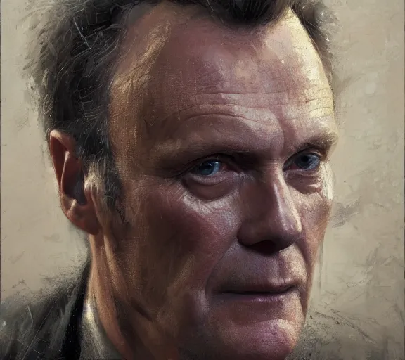 Image similar to a hyper-detailed portrait of ANthony Stewart Head by Craig Mullins; oil on canvas; trending on artstation; 90mm; f/1.4