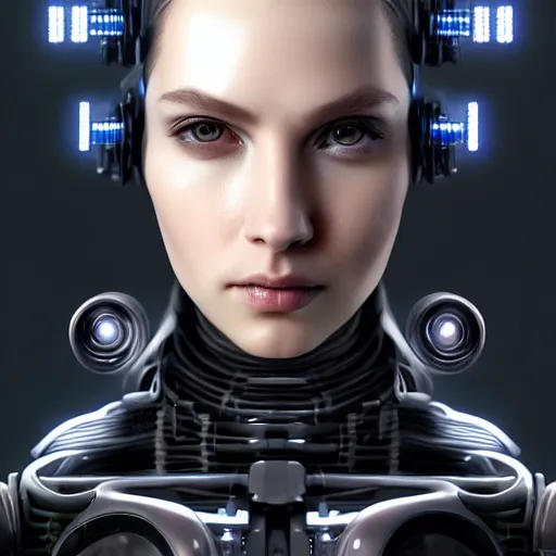 Image similar to Perfectly-Centered Half-body-Portrait of a Mechanical Cyberpunk Female Android, intricate, elegant, super highly detailed, professional digital painting, artstation, concept art, smooth, sharp focus, no blur, no dof, extreme illustration, Unreal Engine 5, Photorealism, HD quality, 8k resolution, cinema 4d, 3D, beautiful, cinematic, art by artgerm and greg rutkowski and alphonse mucha and loish and WLOP