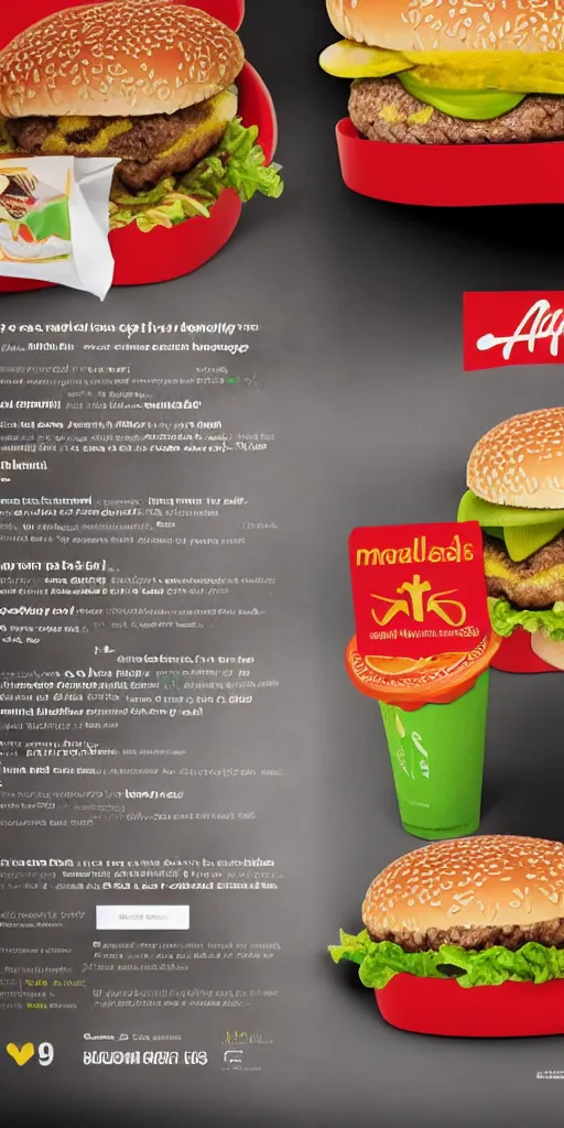 Prompt: an macdonald ad for a salat burger