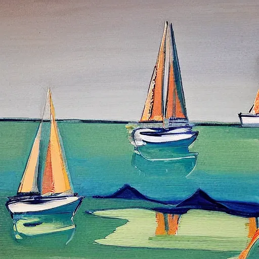 Image similar to sailboats, in the style of kelogsloops,