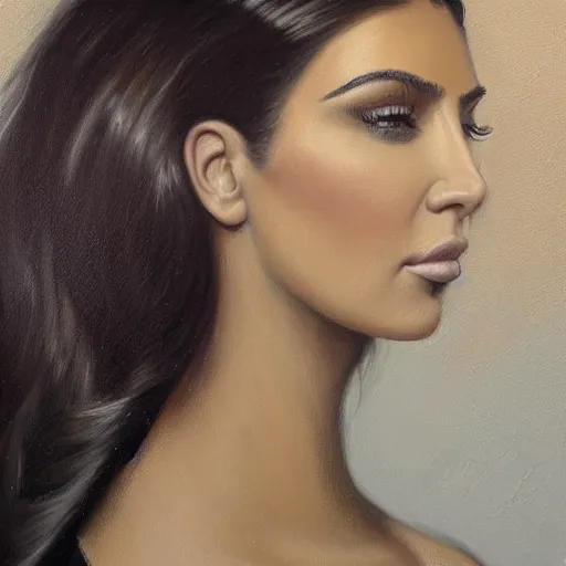 Image similar to a beautiful painting of kim kardashian west painted by john collier