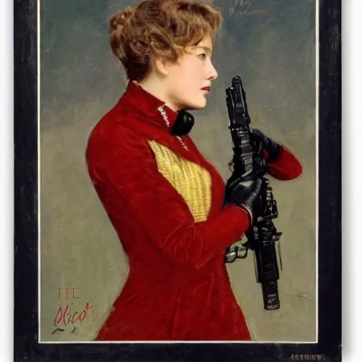 Image similar to spy movie action heroine by alfred stevens